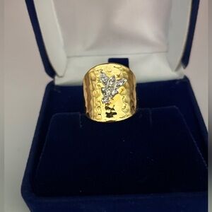 Vintage 18K HGE Heavy Gold Electroplate Crystal Fly Ring